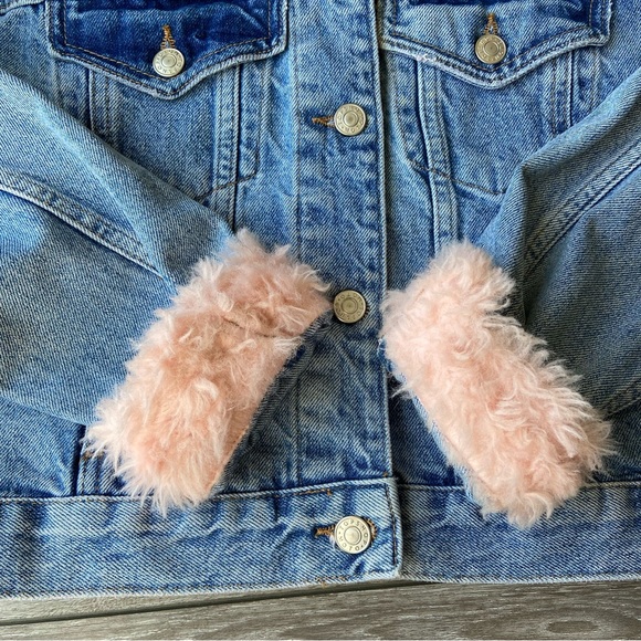 Topshop MOTO Faux Fur Denim Jacket - Picture 12 of 16